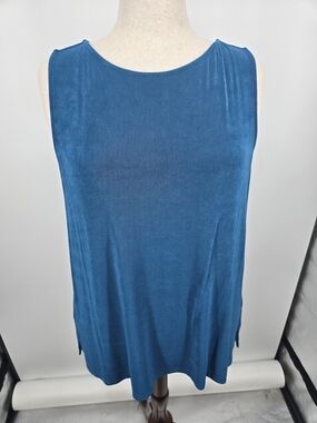 Chico's Travelers Blue Acetate Sleeveless Tank Top Size 4 (20/22)